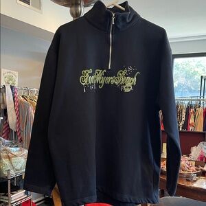 Fort Myers Beach Florida Zip-Up Sweatshirt Size Large | Black Coastal Dolphins S